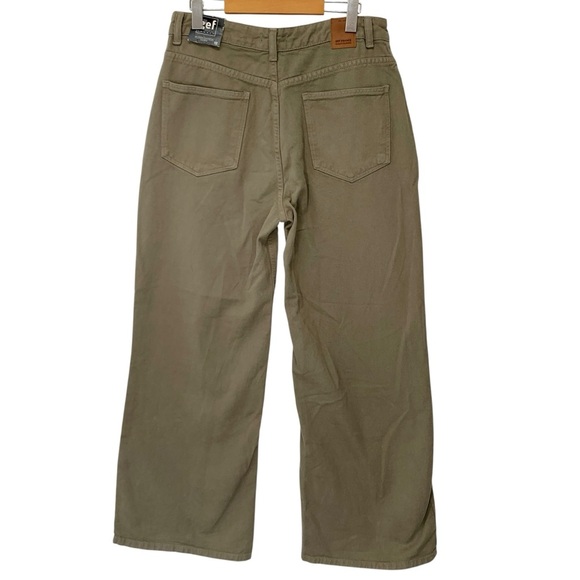GEF France Jeans Womens 12 Green Brown 100% Cotton Wide Leg High Rise Fall New - Picture 4 of 7